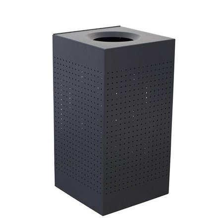 WITT Witt CL25-BK Square Waste Receptacle with Perforated Holes; Bag Retainger Bands - Black CL25-BK